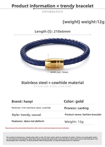 Tabella dettagliata delle dimensioni del bracciale in pelle intrecciata con chiusura magnetica