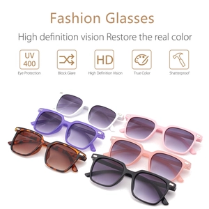 Fashionable colorful square sunglasses for children with UV400 protection features