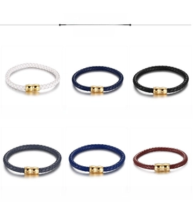 Detailed comparison of six cowhide leather braided bracelets with magnetic steel clasps