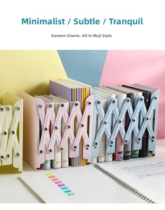 Adjustable macaron metal bookends with flexible X-shaped folding frame for desk organization