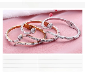 Vue macro de bracelets serpent en acier inoxydable doré et or rose avec oxydes de zirconium