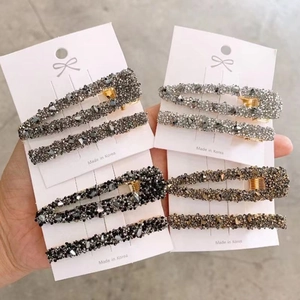 Barrettes à Cheveux Élégantes en Alliage de Strass Pinces BB Scintillantes Minimalistes Épingles à Cheveux Géométriques Accessoires de Coiffure à la Mode pour Femmes