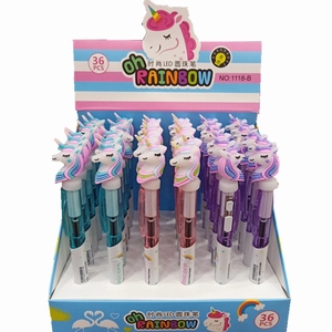 36-piece box of colorful cartoon unicorn LED glowing ballpoint pens for school stationery