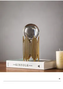 Detailed macro view of crystal ball on a golden pipe organ style metal base