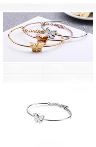 Detailed dimension guide for butterfly stainless steel bracelet in gold and silver finish