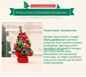 Detailed view of a 20cm mini artificial Christmas tree with red bows and golden ornaments
