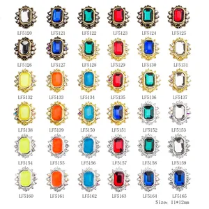 36 styles of vintage 11*12mm octagonal K9 glass nail art rhinestones in a gold alloy frame