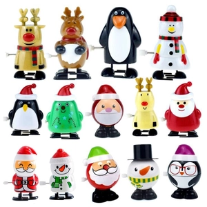 13-piece Christmas wind-up toy set featuring Santa, snowman, and reindeer on white background