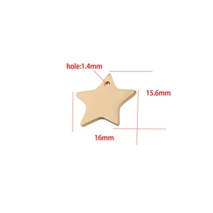 Golden stainless steel star pendant charms 16x15.6mm for DIY jewelry making