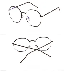 Detailed side and back view of minimalist black geometric metal glasses frame