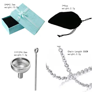 Stainless steel double heart urn necklace set with 55cm chain, gift box and funnel tool