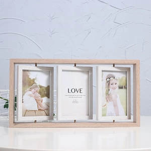 Rotating Wooden Photo Frame Double Sided Nordic Style Creative Desktop Picture Holder For Home Decor MDF