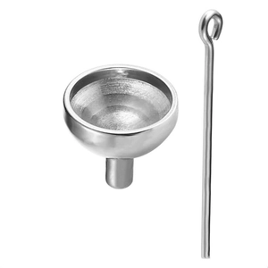 Polished stainless steel mini funnel set with needle tool for cremation jewelry urn filling