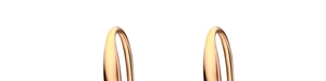 Close-up of polished rose gold plated earrings with elegant curved metal design