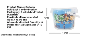 Blue barrel set of 6 mini cartoon pull-back engineering vehicles for toddlers