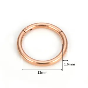 Rose gold 316L stainless steel segment ring 1.6mm thickness and 12mm inner diameter
