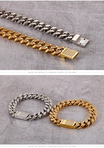 Détail de bracelets cubains hip hop avec cristaux pavés en finitions or et argent