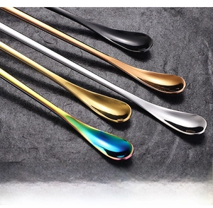 Close-up of polished 304 stainless steel spoons with smooth edges in various colors