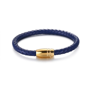 Bracciale In Pelle Intrecciata Da Uomo Con Chiusura Magnetica In Acciaio Inossidabile 316L Stile Punk Minimalista