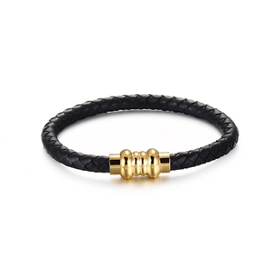 Braided Leather Bracelet With 316L Stainless Steel Magnetic Clasp Fashion Punk Casual Men Wristband