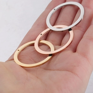 30mm oval mirror stainless steel pendant rings in gold, rose gold and silver finish