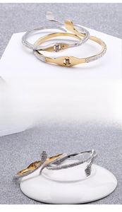 Detail of snake bracelet showing PVD 18k gold plating and micro-pave zircon crystals