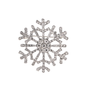Sparkling silver snowflake brooch with inlaid crystals for winter fashion accessory