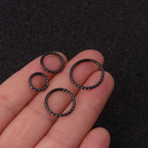 Black twisted rope design stainless steel seamless hoop earrings in four different sizes