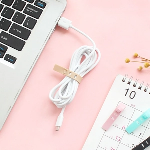 Silicone cable ties in macaron colors for organized desk cable management