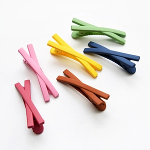 Set of 6 matte candy color cross hair clips for girls in various vibrant shades