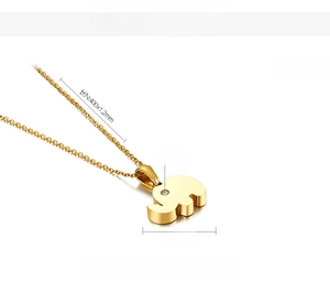 Detail view of elephant pendant necklace with dimensions 15x11mm and zircon eye inlay