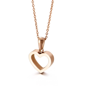 Elegant 18k rose gold plated titanium steel heart pendant necklace for women