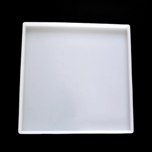 Detailed top view of a thick square translucent silicone mold for DIY resin craft projects