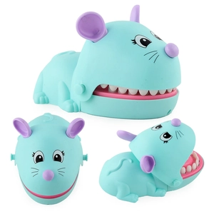 Blue mouse biting finger toy set with multiple views for kids tabletop prank games