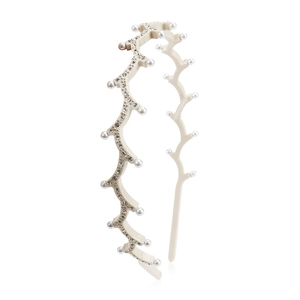 French vintage wavy headband with elegant pearls and sparkling rhinestones