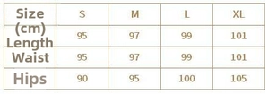 Detailed size chart for ankle-length wool coat with measurements for S to XL