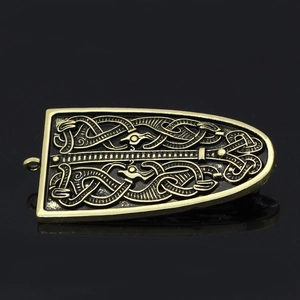 Nordic Viking rune alloy necklace pendant with antique bronze dragon relief patterns