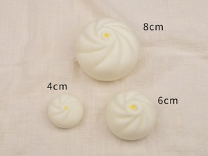 Detailed size comparison of 4cm, 6cm, and 8cm slow rebound steamed bun squishy toys