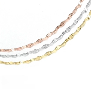 Three-color 316L stainless steel chain necklaces in silver, gold, and rose gold finishes