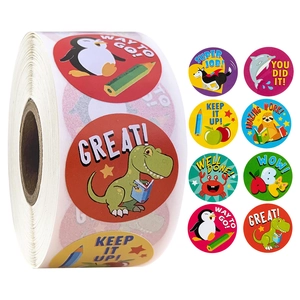 Motivational Cartoon Animal Stickers For Kids Teacher Classroom Reward Stickers Round Encouragement Labels For Students