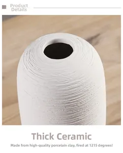 Nahaufnahme der weißen Keramikvase mit handgefertigter Spiralstruktur und mattem Finish