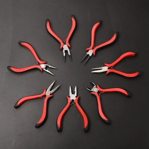 Professional 7-piece precision jewelry pliers set with non-slip red and black handles
