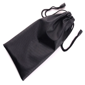 Waterproof black microfiber drawstring pouch for sunglasses and small electronics