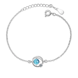 Planet Star Universe Bracelet Copper With Blue Synthetic Stone And Zircon Charms Adjustable Fashion Jewelry For Women
