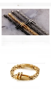 Detailed size chart and multi-color selection for stainless steel cross bracelets