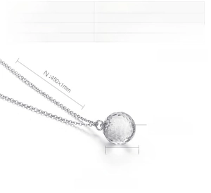 Detail view of 12mm faceted crystal pendant on a 450mm stainless steel necklace chain