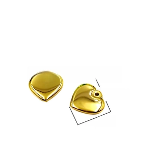 Macro shot of mirror-polished 16mm gold heart-shaped pendant with bead hole