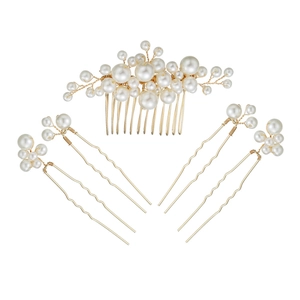 Ensemble de peignes et épingles à cheveux en perles faits main pour coiffure de mariée