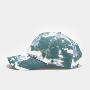 Casquette de baseball tie-dye tendance en bleu et vert avec visière incurvée pour l'extérieur