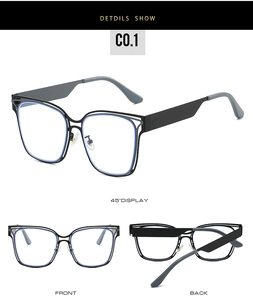 Macro view of bicolor black and grey frames showing front and back design angles